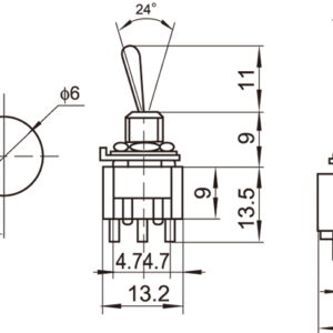 MTS-203  Διακόπτης mini ON-OFF-ON