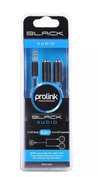 PB107-0030 PROLINK JACK 3.5mm ΑΡΣ - 2xJACK 3.5mm ΘΗΛ - 0,30m