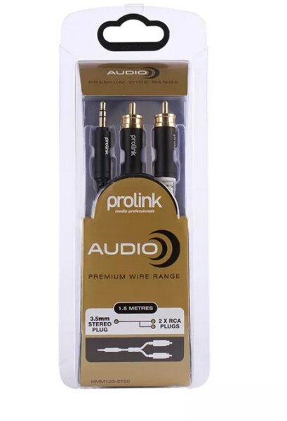 HMM103-0150 PROLINK  2xRCA ΑΡΣΕΝΙΚΑ - JACK 3,5mm  - 1,50m