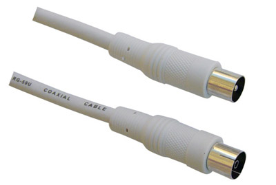 VIVANCO ANTENNA CABLE 1.5m COAX PLUG-COAX SOCKET FERRITE 90 dB white