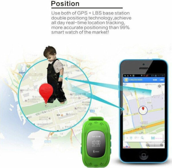 INTIME Παιδικό Smartwatch με GPS και Καουτσούκ/Πλαστικό Λουράκι Πράσινο