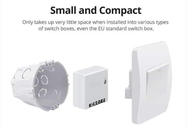 Sonoff MINIR2 Smart Ενδιάμεσος Διακόπτης Wi-Fi σε Λευκό Χρώμα