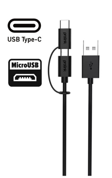 PB496-0100 PROLINK USB 2.0 A - micro USB+TYPE C - 1,00m