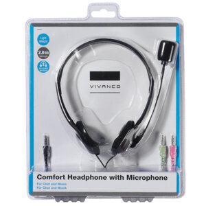 VIVANCO STEREO HEADPHONES PC 3.5mm WITH MIC black