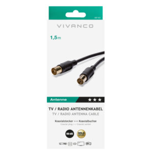 VIVANCO ANTENNA CABLE 1.5m COAX PLUG-COAX SOCKET FERRITE 90 dB black