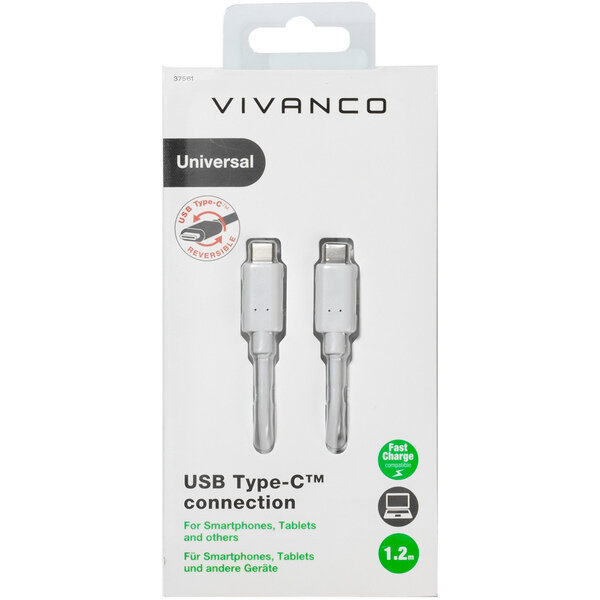 VIVANCO USB 2.0 TYPE C TO TYPE C CABLE 1.2m white