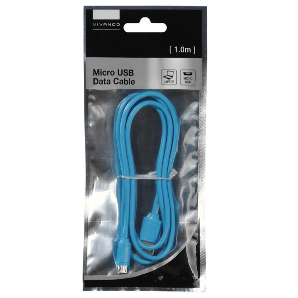 VIVANCO DATA CABLE MICRO USB 1m blue