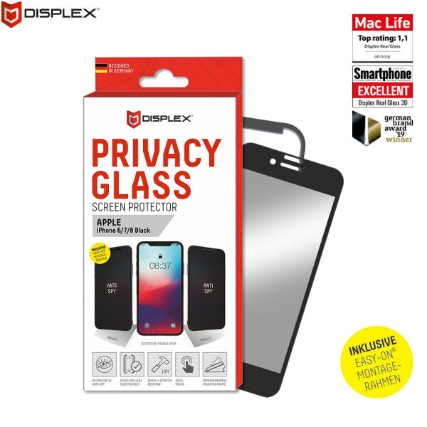 DISPLEX REAL GLASS 3D APPLE IPHONE 6 / 7 / 8 / SE (2020) PRIVACY WITH APPLICATOR