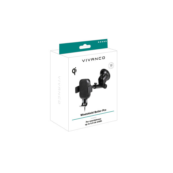 VIVANCO CAR HOLDER BUTLER PRO SUCTION CUP QI CHARGER