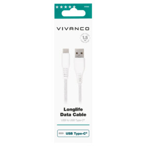 VIVANCO LONGLIFE DATA CABLE USB TO TYPE C 18W 1.5m white