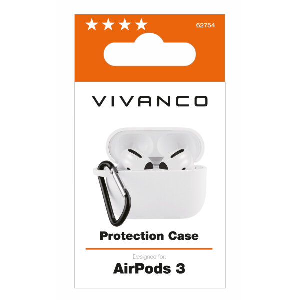 VIVANCO SILICONE CASE FOR AIRPODS 3 WITH CARABINER white