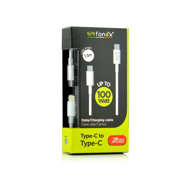 FONEX DATA CABLE TYPE C TO TYPE C 1.5m 100W white