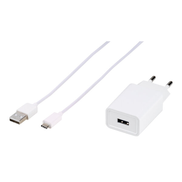 VIVANCO TRAVEL CHARGER PD 15W FOR SAMSUNG + DATA CABLE TYPE C white