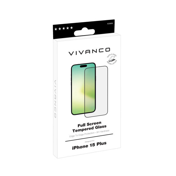 VIVANCO 2.5D JAPAN FULL TEMPERED GLASS IPHONE 15 PLUS