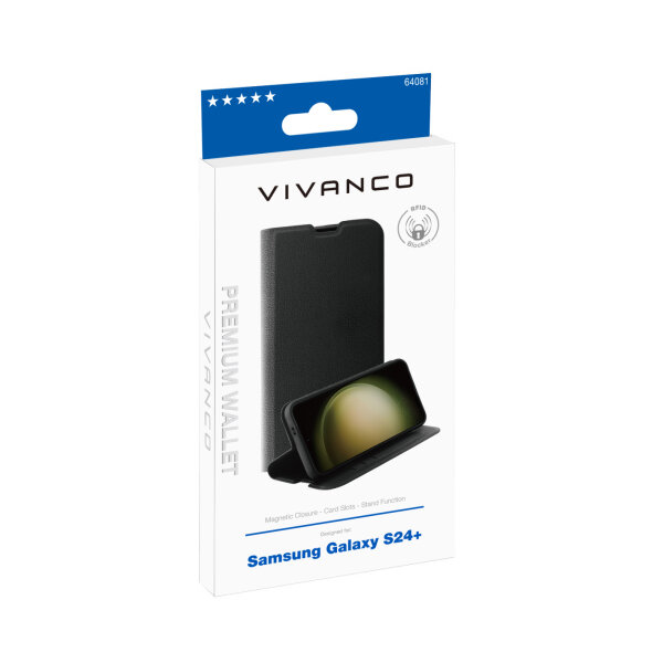 VIVANCO PREMIUM WALLET BOOK CASE SAMSUNG S24 PLUS black