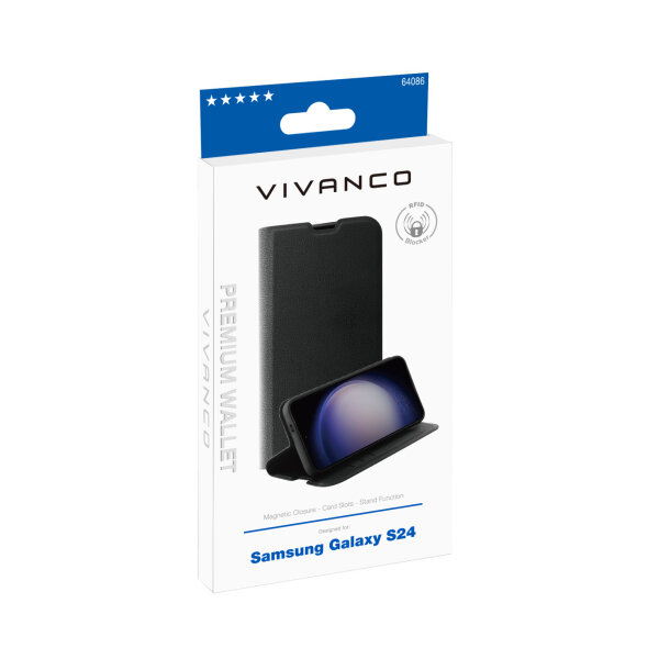 VIVANCO PREMIUM WALLET BOOK CASE SAMSUNG S24 black