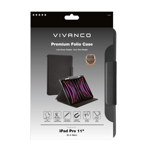 VIVANCO PREMIUM TABLET FOLIO CASE IPAD PRO 11 (2-4 GEN) black