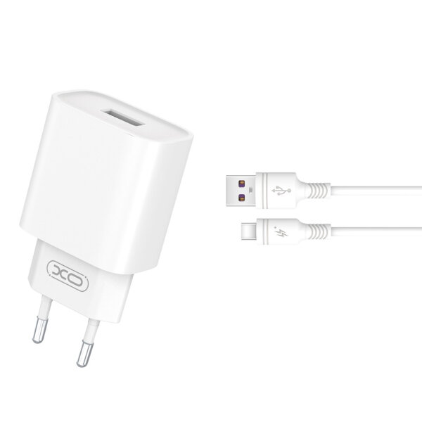 XO TRAVEL CHARGER CE02D QC3.0 18W + DATA CABLE TYPE C white