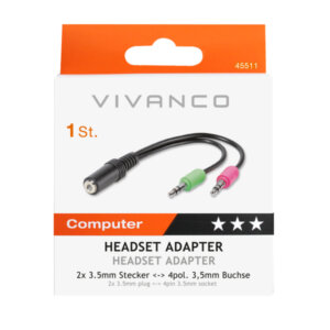 VIVANCO AUDIO SPLITTER 3.5mm SOCKET to 2x 3.5mm JACK 0.1m