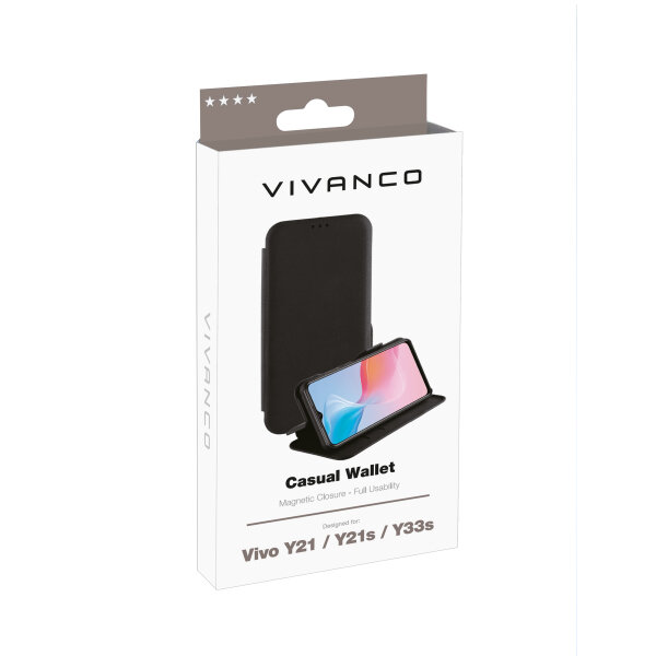 VIVANCO CASUAL WALLET BOOK CASE VIVO Y21/Y21s/Y33s black
