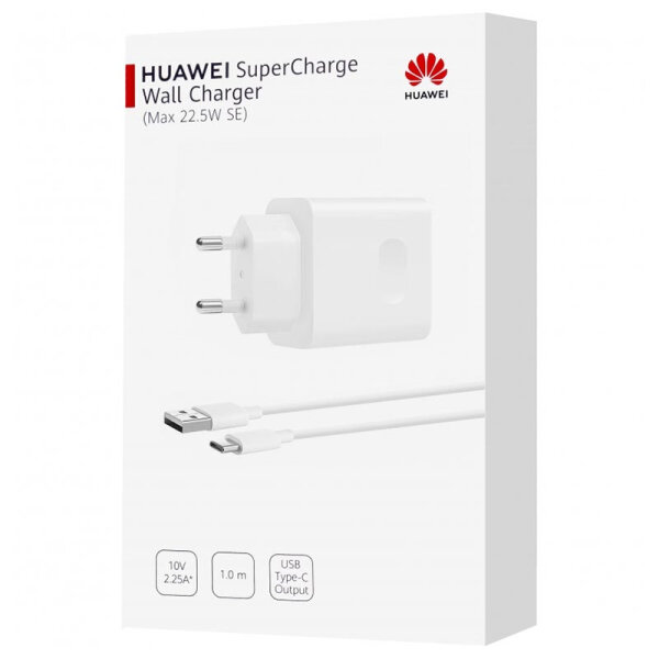 ORIGINAL HUAWEI TRAVEL CP404B CHARGER 22.5W + DATA CABLE TYPE C white