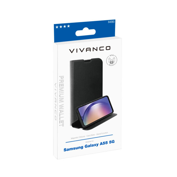 VIVANCO PREMIUM WALLET BOOK CASE SAMSUNG A55 5G black