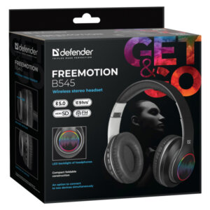 DEFENDER WIRELESS STEREO BLUETOOTH HEADPHONES FREEMOTION B545 LED black