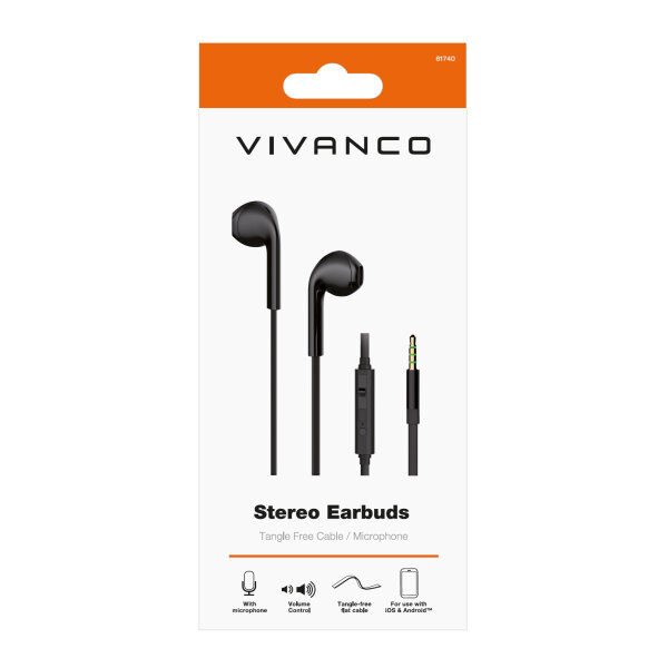 VIVANCO IN EAR STEREO HANDSFREE EARBUDS black