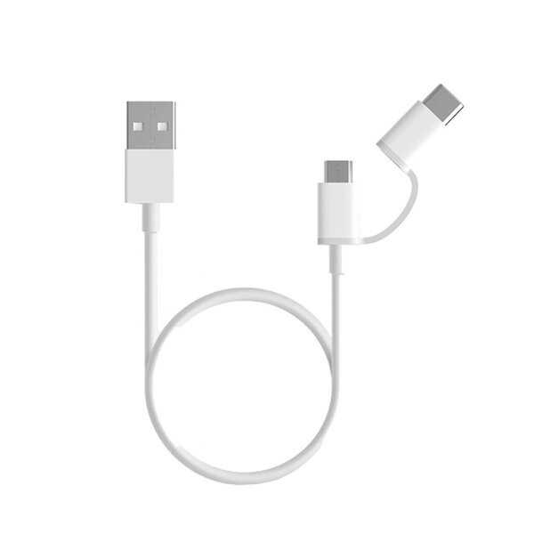 ORIGINAL XIAOMI DATA CABLE 2 IN 1 USB TO TYPE C | MICRO USB 1m white