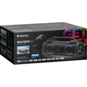 DEFENDER PORTABLE BLUETOOTH SPEAKER BEATBOX 50 black BT/FM/USB/TF/AUX/Light