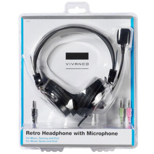 VIVANCO STEREO HEADPHONES RETRO PC 3.5mm WITH MIC