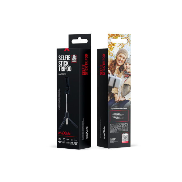 MAXLIFE BLUETOOTH SELFIE STICK TRIPOD black