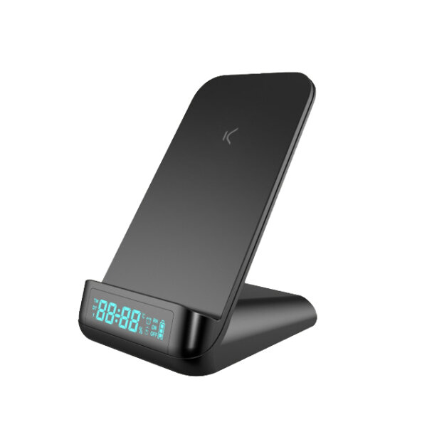 Ksix Qi ALARM CLOCK WIRELESS CHARGER 15W black