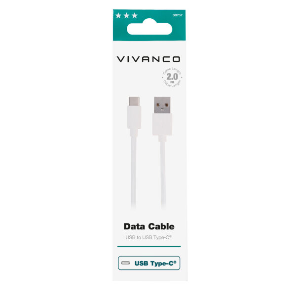 VIVANCO DATA CABLE TYPE C 2m white