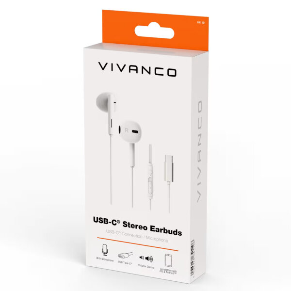 VIVANCO STEREO HANDSFREE WITH TYPE C PLUG white