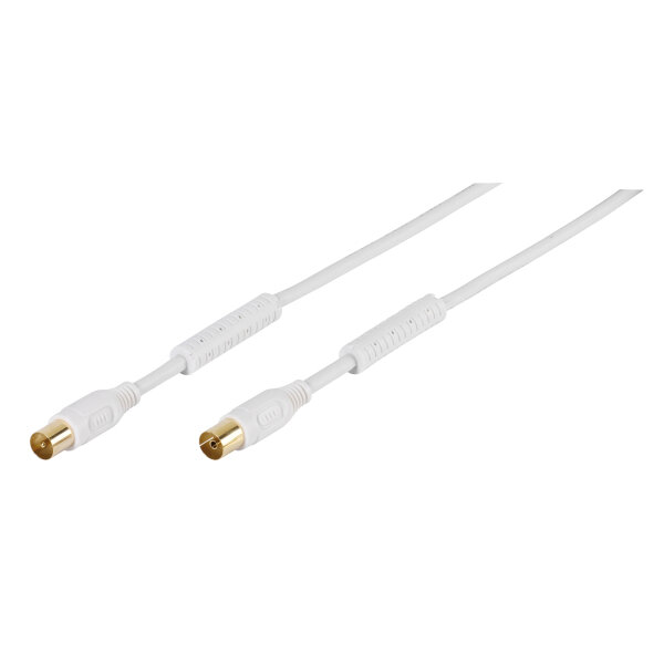 VIVANCO ANTENNA CABLE 7.5m COAX PLUG-COAX SOCKET GOLD PLATED white