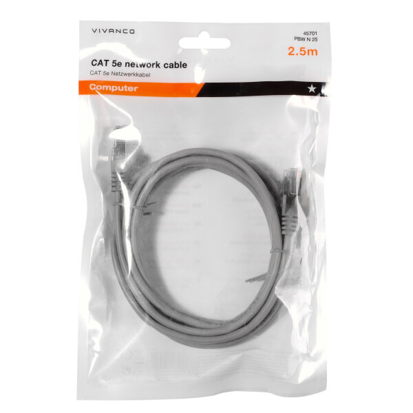 VIVANCO NETWORK ETHERNET CAT5e F/UTP CABLE 2.5m grey