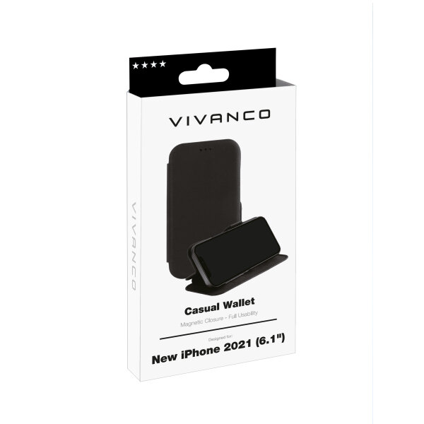 VIVANCO CASUAL WALLET BOOK CASE IPHONE 13 black