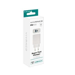 VIVANCO TRAVEL CHARGER 2 PORTS 20W PD 3.0 QC 3.0 white