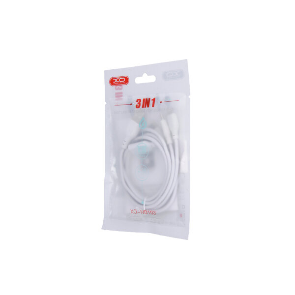 XO DATA CABLE NB103 1 TYPE C | LIGHTNING | MICRO USB 2,1Α white