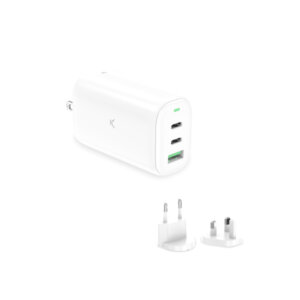 Ksix TRAVEL CHARGER 2X TYPE C +1X USB 65W Gan PLUG EU/UK/USA white