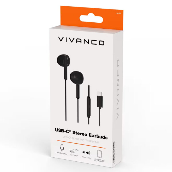 VIVANCO STEREO HANDSFREE WITH TYPE C PLUG black