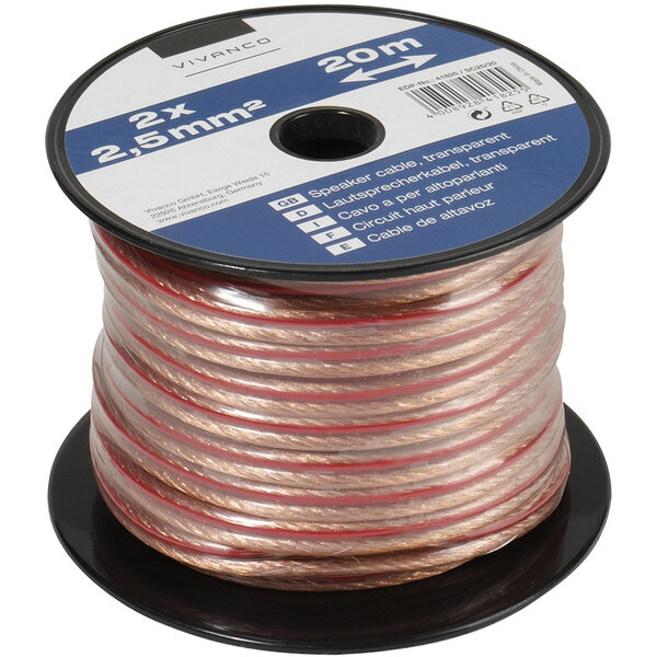VIVANCO SPEAKER CABLE ON SPOOL 2X2.5qmm TRANSPARENT 20m