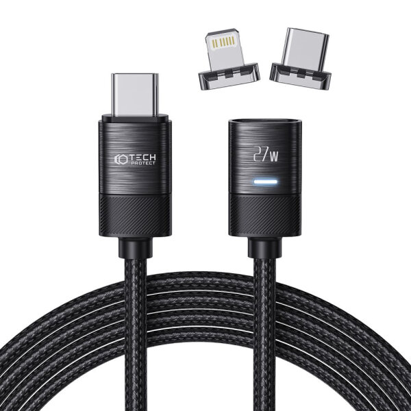 TECH PROTECT ULTRABOOST MAGNETIC CABLE LIGHTNING / TYPE C PD 27W 3A 2m black