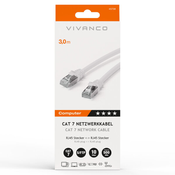 VIVANCO CAT7 UTP NETWORK ETHERNET CABLE RJ45 3m white