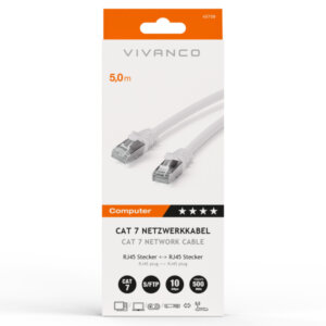 VIVANCO CAT7 UTP NETWORK ETHERNET CABLE RJ45 5m white