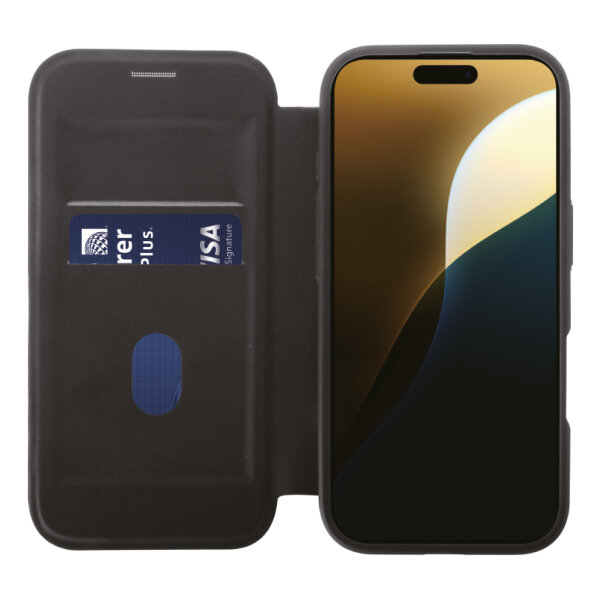VIVANCO MAG PREMIUM WALLET BOOK CASE IPHONE 16E black