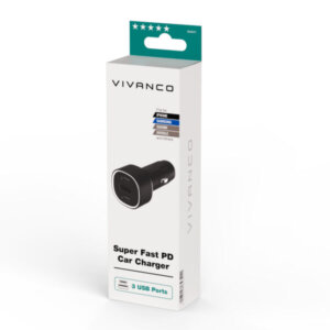 VIVANCO CAR CHARGER 3 PORTS USB/2XPD 60W black