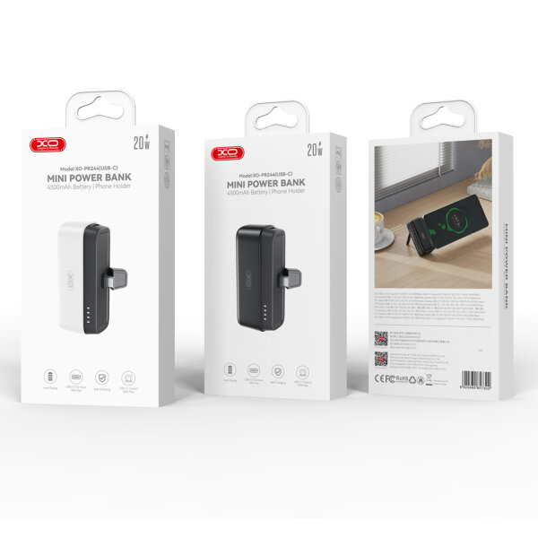 XO POWERBANK MINI 5000 mAh 20W TYPE C  CHARGING black