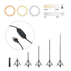 KSIX KIT STUDIO LIVE MAX KSIX LED RING WITH FLOOR TRIPOD 1.60 M FOR SMARTPHONE
